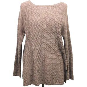 89th & Madison Tan Soft Waffle Knit Back Zipper Sweater